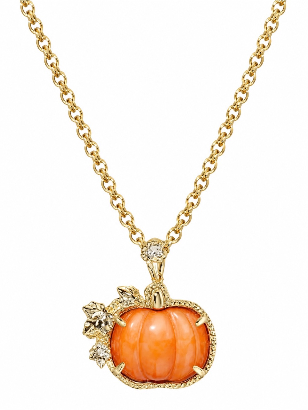 Kendra Scott Orange Mother of Pearl Pumpkin Pendant Necklace.